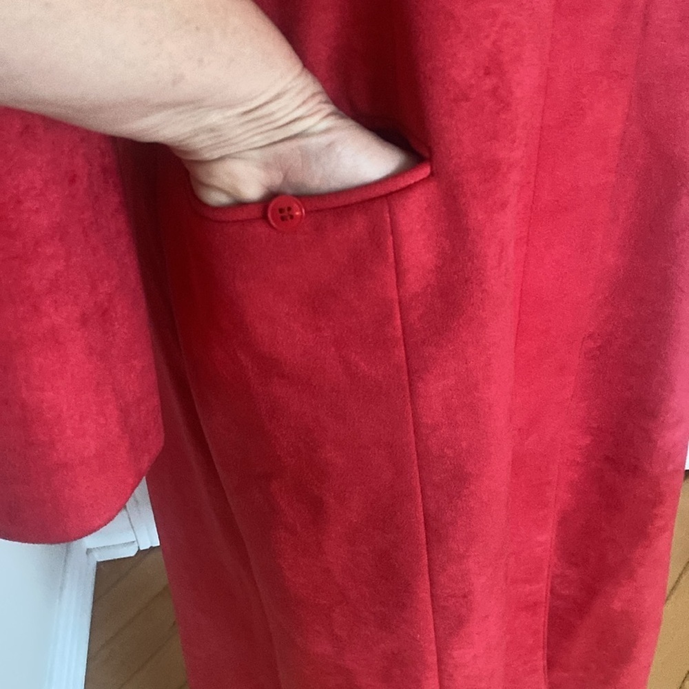 VINTAGE Cedarhurst Classics Red Faux Suede button down Frock Coat Size 7/8 - Picture 8 of 17